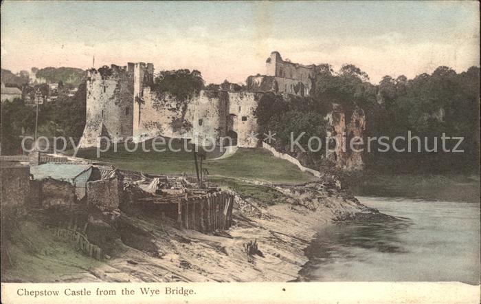 Chepstow Castle Ruins view from the Wye Bridge