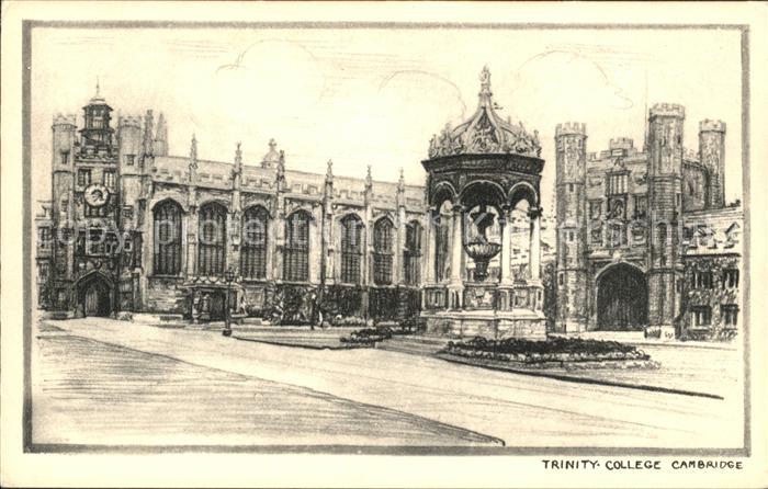 Cambridge Cambridgeshire Trinity College Drawing Kuenstlerkarte