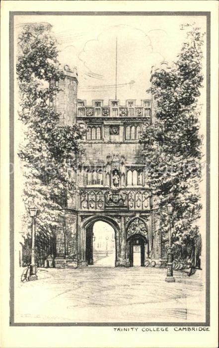 Cambridge Cambridgeshire Trinity College Drawing Kuenstlerkarte