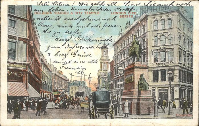London Holborn Viaduct City Temple Monument London Life Series