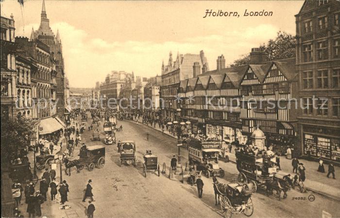 London Old Houses Holborn Street Scene Automobil Kutsche