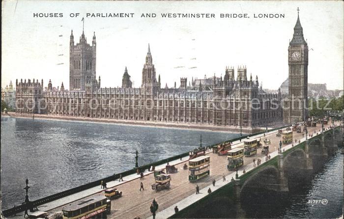 London Houses of Parliament and Westminster Bridge Thames