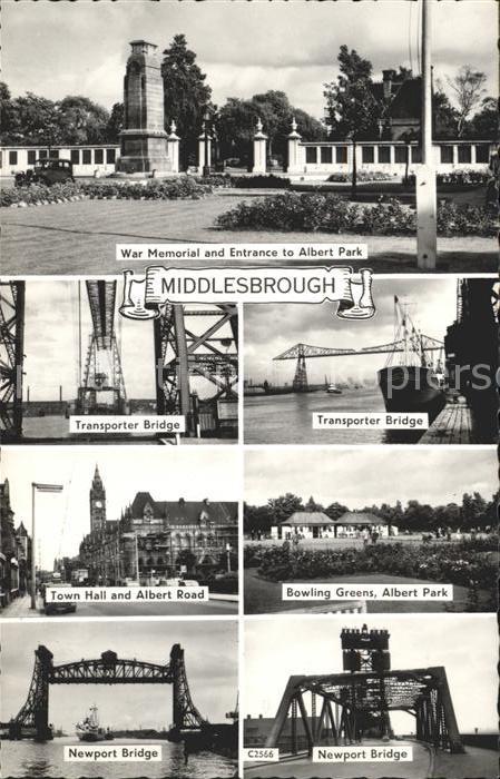 Middlesbrough War Memorial Albert Park Transporter Bridge Town Hall Albert Road