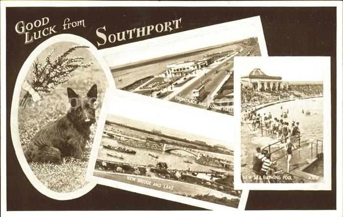 Southport UK Promenade Floral Hall Bridge Lake Bathing Pool Dog Valentine's Post