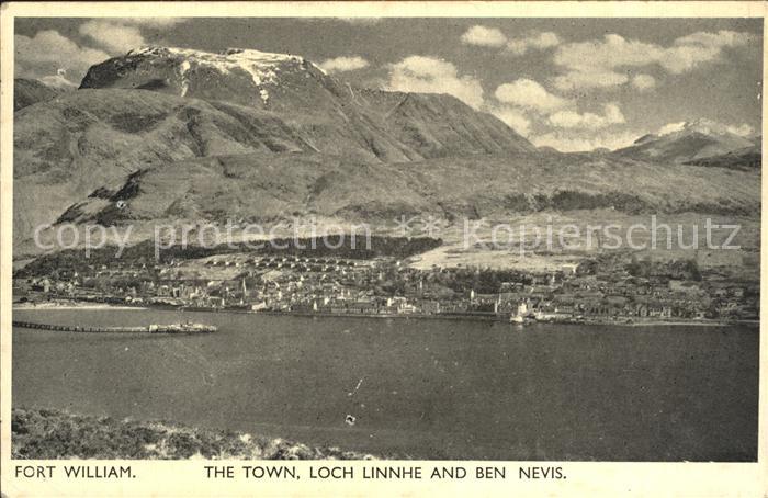 Fort William Lochaber Panorama Town Loch Linnhe and Ben Nevis Mountain