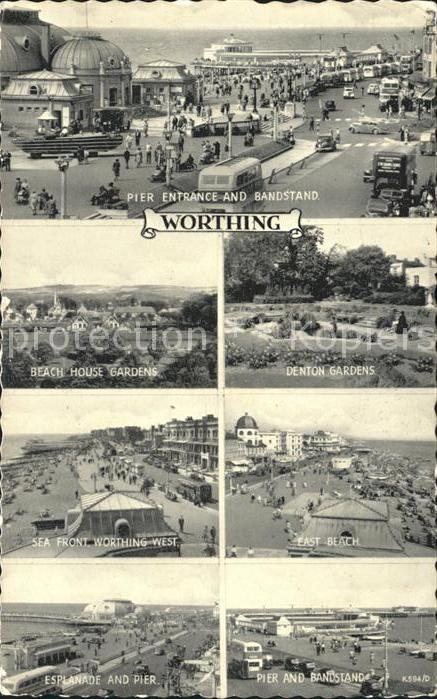 Worthing West Sussex Pier Bandstand Beach House Gardens Denton Gardens Beach Esp