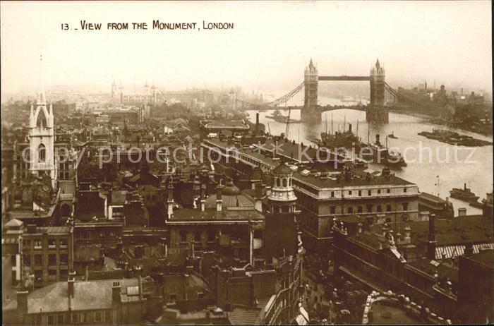 London Panoramic view from the Monument Tower Bridge Thames