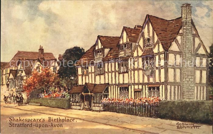 Stratford-Upon-Avon Shakespeare's Birthplace House Kuenstlerkarte Godwin Benett