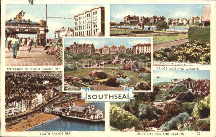 Southsea Entrance to South Parade Pier Canoe Lake Gardens Rock Gardens Pavilion