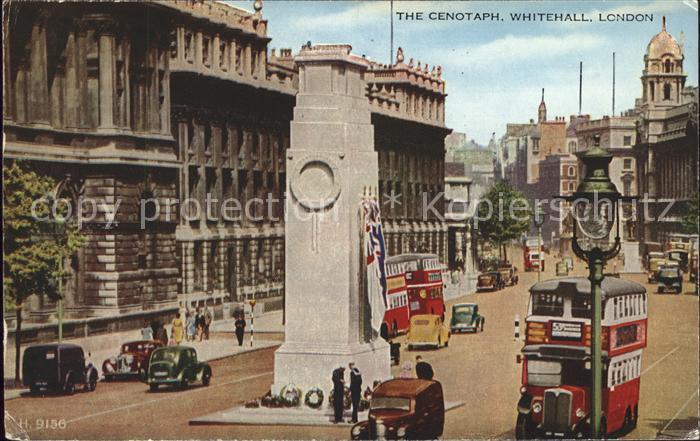 London The Cenotaph Whitehall Doppeldeckerbus Valentine's Post Card