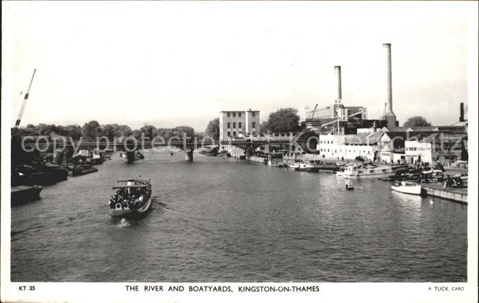 Kingston on Thames The River and Boatyards Tuck's Post Card