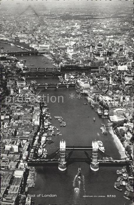 London The Pool of London Tower Bridge Thames aerial view