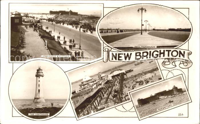 New Brighton Merseyside Promenade and Battery Lighthouse Pier