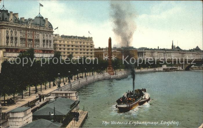 London Victoria Embankment Steamer Thames Cleopatra's Needle Obelisk