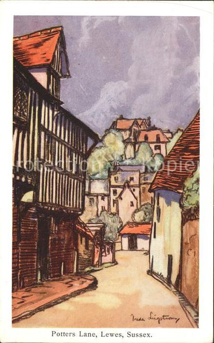 Lewes East Sussex Potters Lane Kuenstlerkarte
