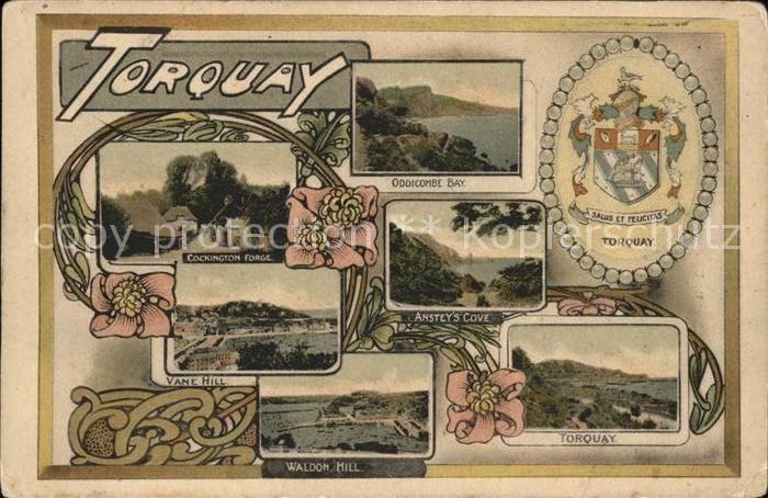Torquay Torbay Oddocombe Bay Cockington Forge Hill Anstey's Cove Wappen