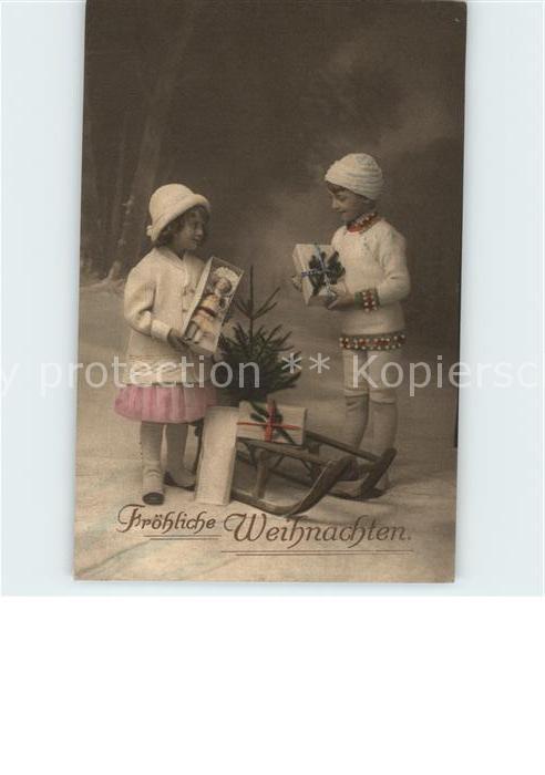 Schlitten Schnee Kinder Weihnachten Puppe