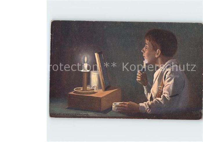 Verlag Tucks Oilette Nr. 9242 Kind Kerze Rasur Rasierpinsel Spiegel