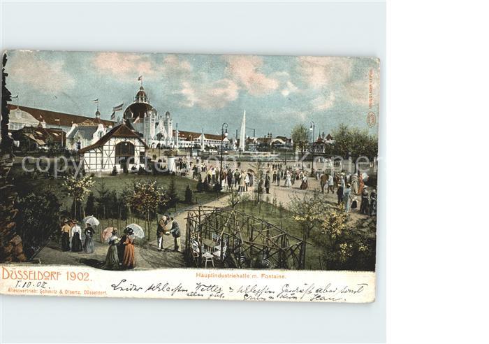 Ausstellung Industrie Gewerbe Kunst Duesseldorf 1902  Hauptindustriehalle mit Fo