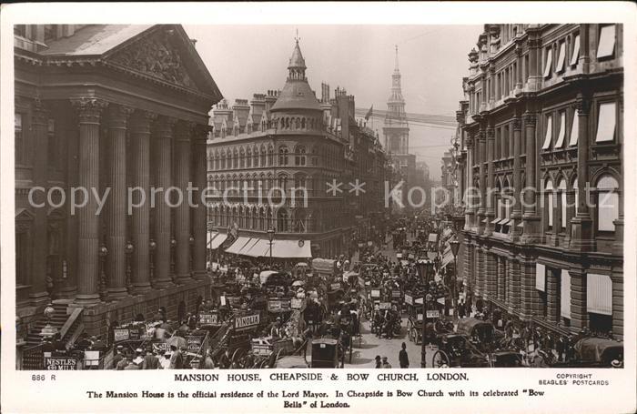 London Mansion House Cheapside Bow Church Traffic