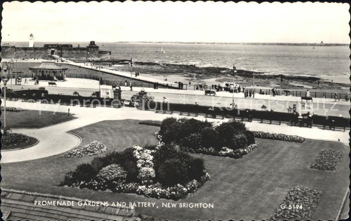 New Brighton Merseyside Promenade Gardens and Battery Valentine's Post Card