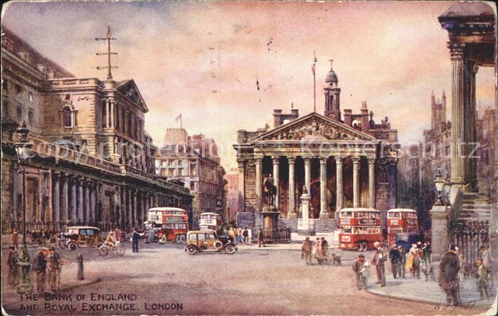 London Bank of England and Royal Exchange Kuenstlerkarte