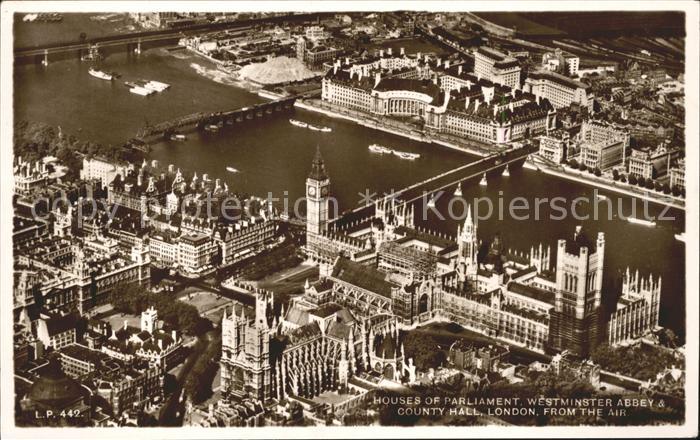 London Houses of Parliament Westminster Abbey County Hall Thames Bridge aerial v