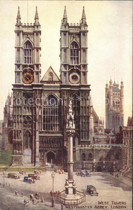London West Towers of Westminster Abbey Valentine's Post Card