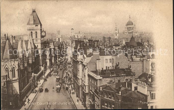 London Royal Courts of Justice and St Paul's Cathedral