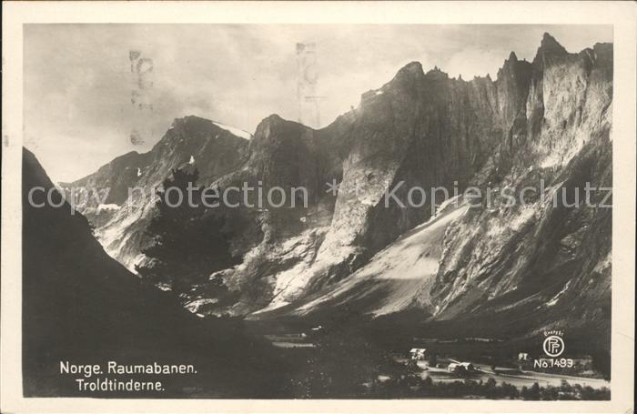Troldtinderne Raumabanen Panorama Bahnstrecke Gebirge