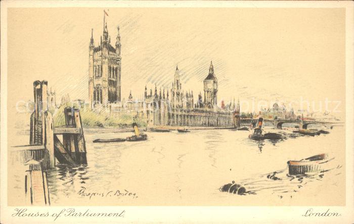 London Houses of Parliament Kuenstlerkarte