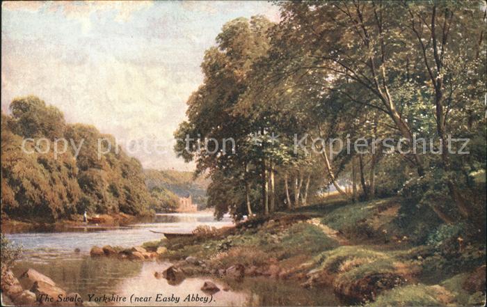 Richmond Richmondshire Rive Swale near Easby Abbey Kuenstlerkarte