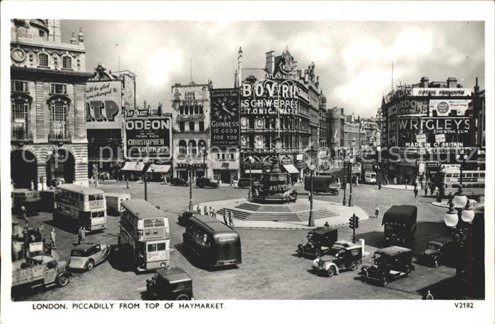 London Piccadilly from top of Haymarket Monument Doppeldeckerbus