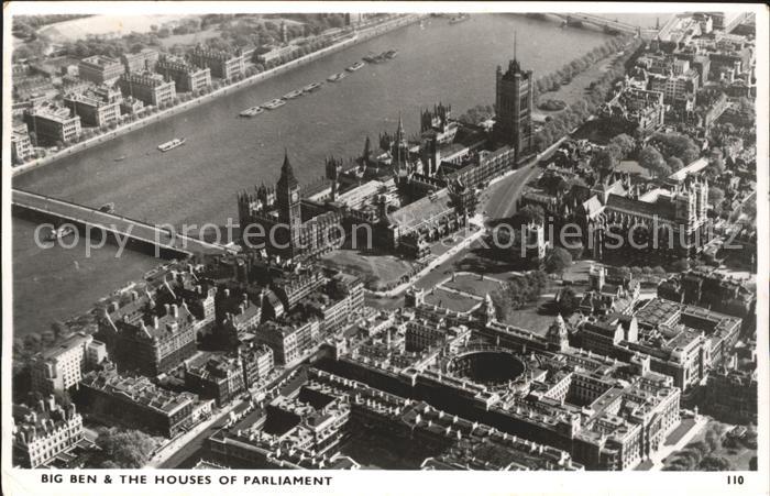 London Big Ben and Houses of Parliament Thames Bridge aerial view