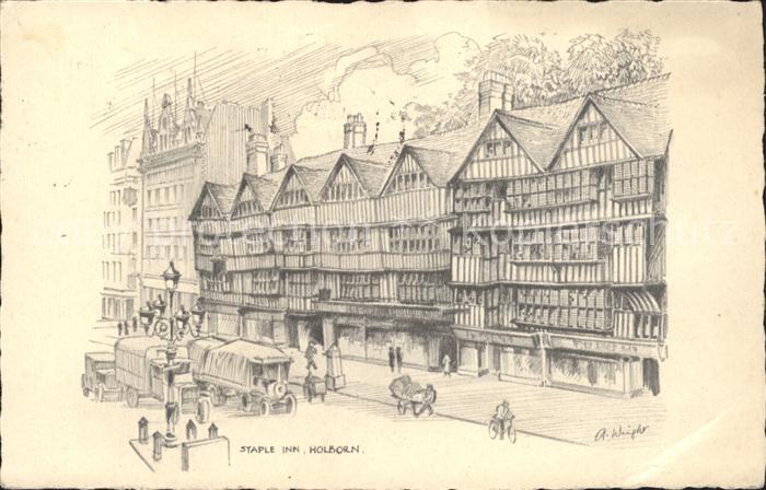 London Staple Inn Holborn Old Houses Kuenstlerkarte