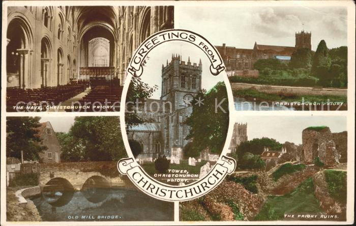 Christchurch Dorset The Nave Christchurch Priory Tower Old Mill Bridge Ruins