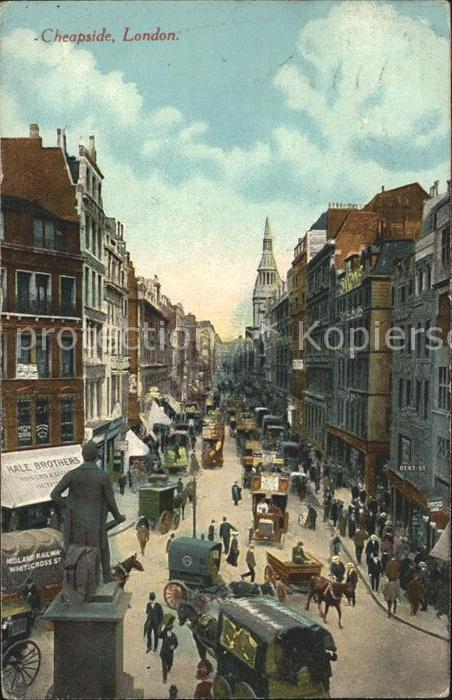 London Cheapside Monument Statue Traffic
