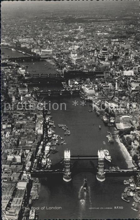 London The Pool of Londen Tower Bridge Thames aerial view