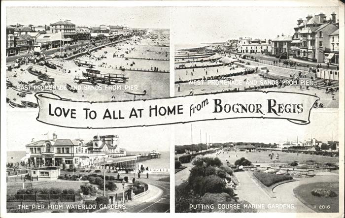 Bognor Regis Promenade and Sands from Pier Waterloo Gardens Putting Course Marin
