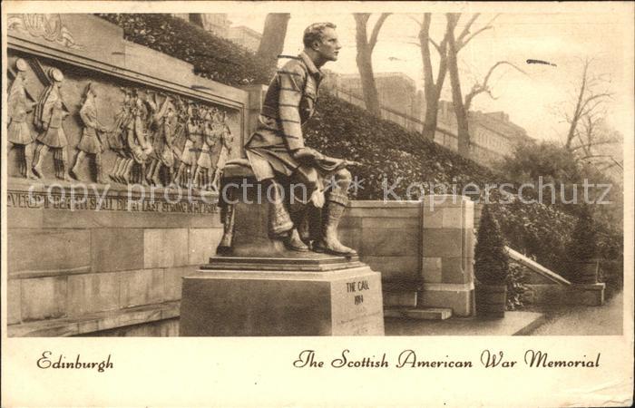 Edinburgh Scotland Scottish American War Memorial Relief Valentine's Post Card