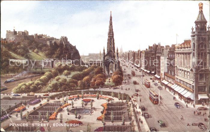 Edinburgh Scotland Princes Street Valentine's Post Card