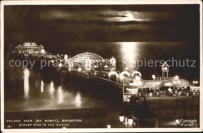 Brighton Hove Palace Pier by night and moonlight