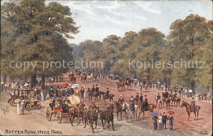 London Rotten Row Hyde Park Horses Kutsche Kuenstlerkarte