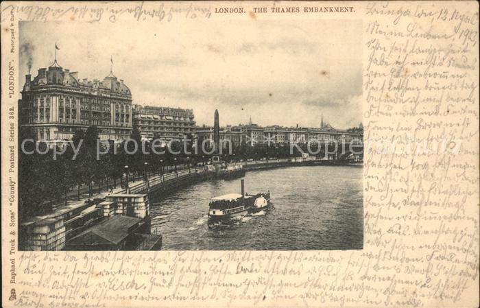 London Thames Embankment Ferry Boat Cleopatra's Needle Obelisk