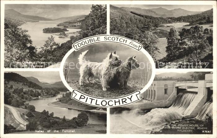 Pitlochry Loch Tummel Lake Power House Hydro Electric Scheme Dogs Scotch Wasserk