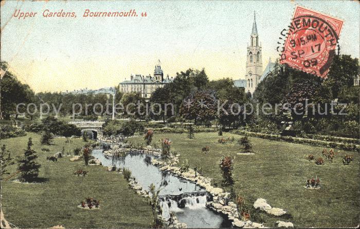 Bournemouth Upper Gardens Stempel auf AK