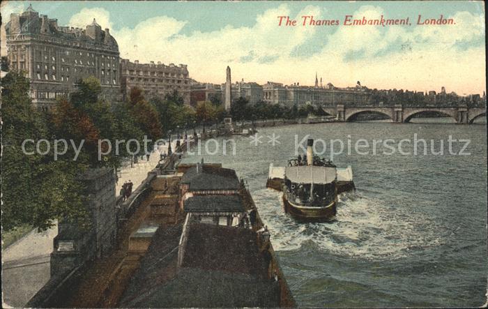 London Thames Embankment Steamer Cleopatra's Needle Obelisk