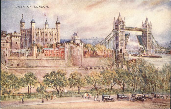 London Tower of London Water Colour by B. Gerald Kuenstlerkarte