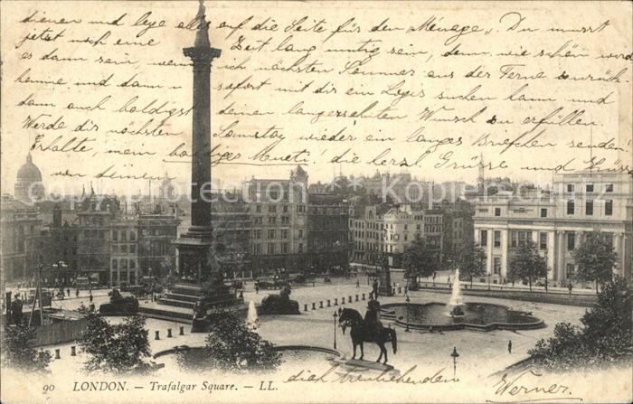 London Trafalgar Square Fountain Nelsons Column Monument