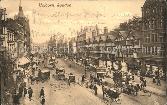 London Holborn Old Houses Pferdekutschen Pferdebus